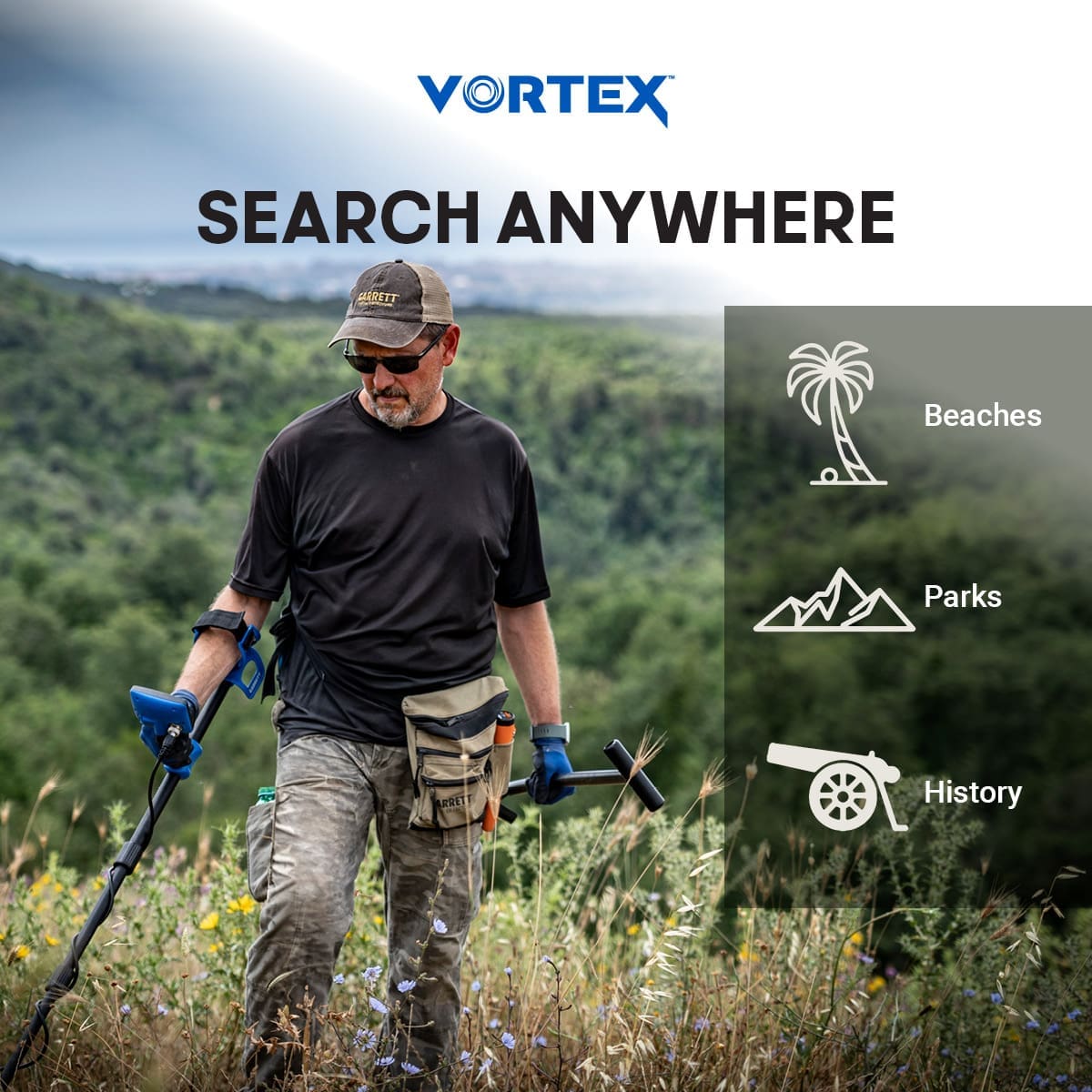 Sinop Garrett Vortex VX5 Dedektör - Vortex ekran düzeni, hedef ID okumayı sade tutarak yeni kullanıcıyı hızlandırır.