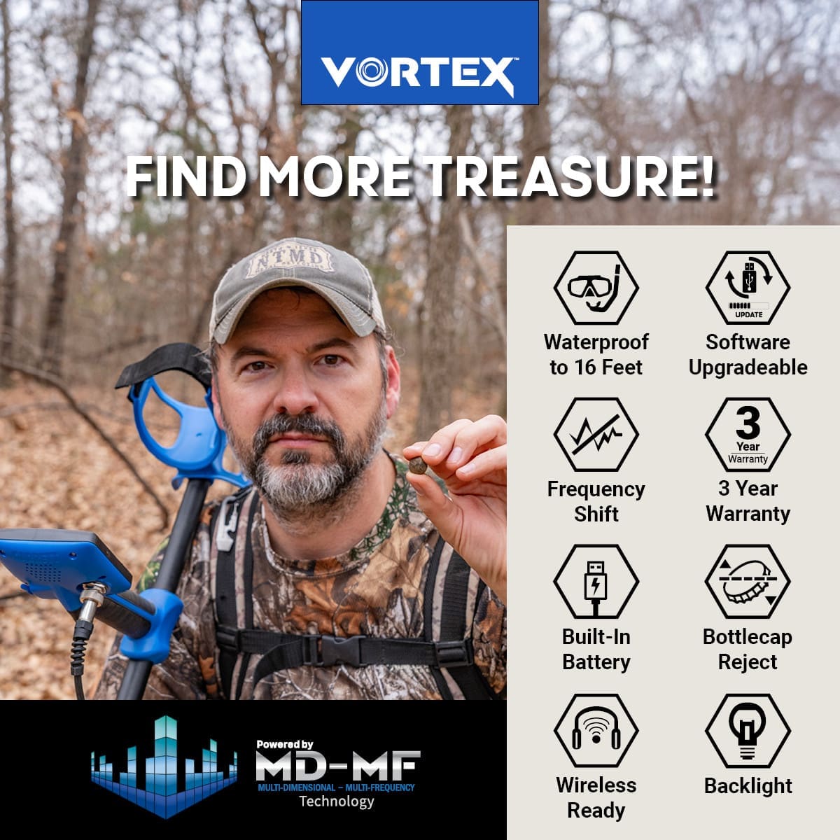 Sinop Garrett Vortex VX7 Dedektör - Vortex VX7, sahil, park ve tarla arasında geçiş yapan kullanıcı için dengeli güç noktasıdır.